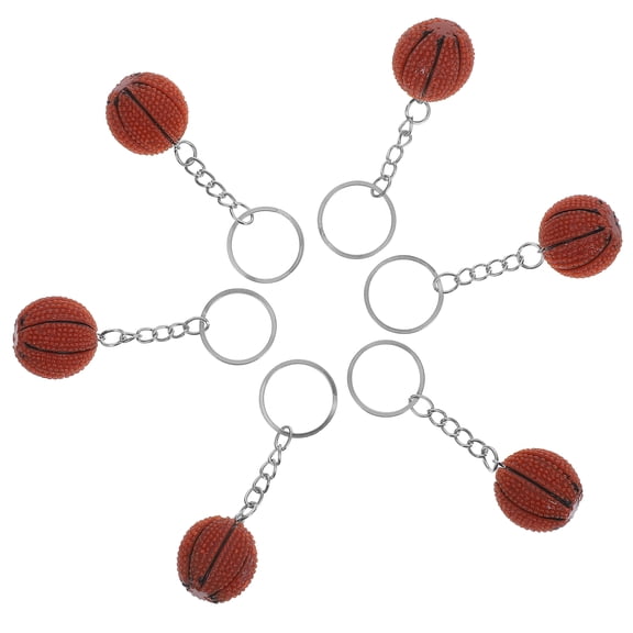 6 Pcs Basketball Keychain Charms Mini Tote Bag Gift Bags Child Brown