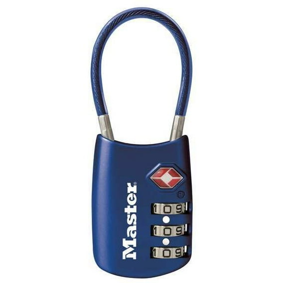 Master Lock, Mlk4688Dblu, Tsa-Accepted Cable Lock, Padlock, 1, Blue