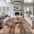 thumbnail image 3 of Texas Star Vintage Area Rugs 8'x10', Washable Small Throw Rugs for Living Room Patio, Berry Dark Brown Wooden Indoor Outdoor Rug Non-Slip Low Pile Carpet Runner Reversible Floor Mats, 3 of 8