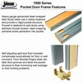 thumbnail image 6 of Sliding French Double Pocket Doors 84 x 80 inches Frosted Glass | Quadro 4088 Grey Ash | Kit Trims Rail Hardware | Solid Wood Interior Bedroom Sturdy Doors, 6 of 7