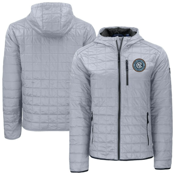 Men's Cutter & Buck Gray New York City FC Rainier PrimaLoft- Eco Full-Zip Hoodie Jacket