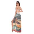 thumbnail image 3 of FORMRS Womens Long Sarong Beach Wrap Semi-Sheer Bikini Skirt Bathing Swimsuit Cover Up, Abstract Wavy Landscape, 3 of 7