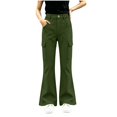 thumbnail image 4 of Liyamei Girls School Uniform Pants Elastic Waist Twill Bootcut Trousers Everyday Wear for 5-15 Years, 4 of 7