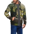 thumbnail image 2 of Goofa Deep Forest Stone Green Dragon Pattern Mens Full-zip Hoodie, Zip-up Pullover Hooded Sweatshirt, Kangaroo Pocket Hoodie Ideal for Daily Wear, Travel, and Home-Large, 2 of 5
