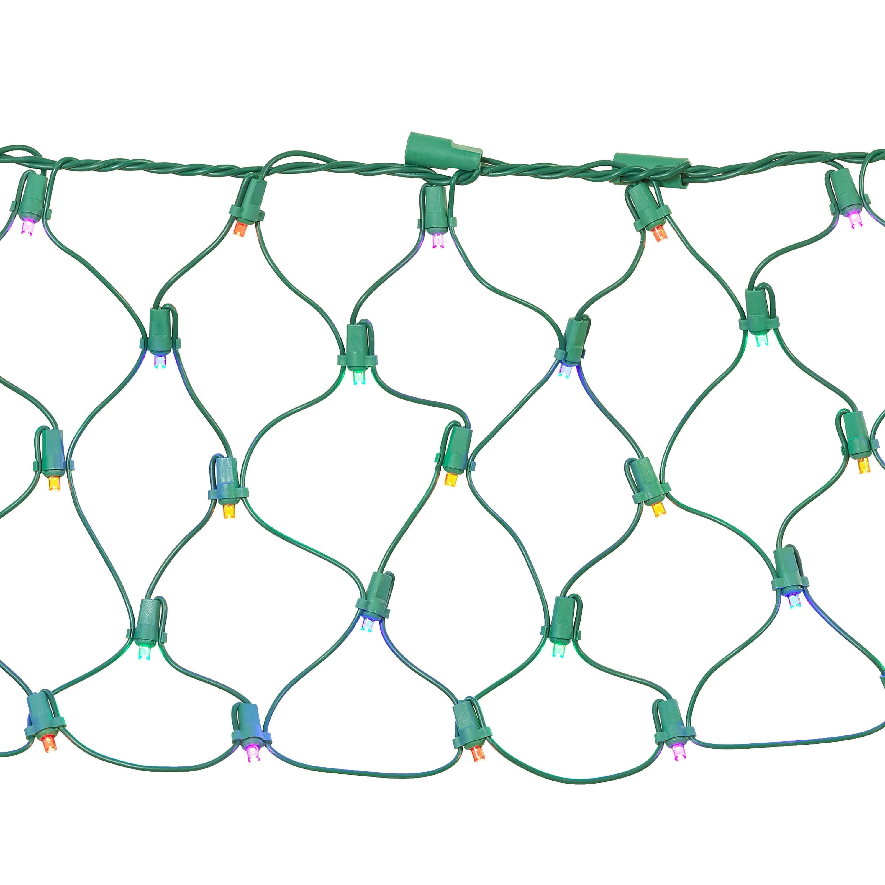 Indoor/Outdoor 150-Count LED Ribbon Christmas Net Lights, Multicolor, Green Wire, 7.5' x 8", by Holiday Time