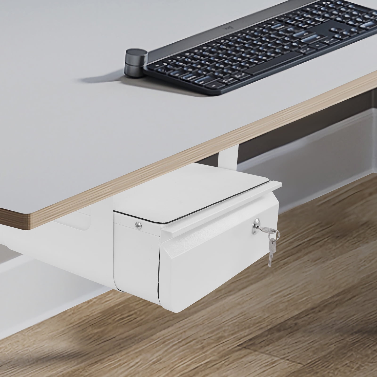 Wildnix Under Desk Mounted Pull-Out Drawer, Space-Saving Design, Sturdy Steel Construction with Locking Feature for Office and Study Use