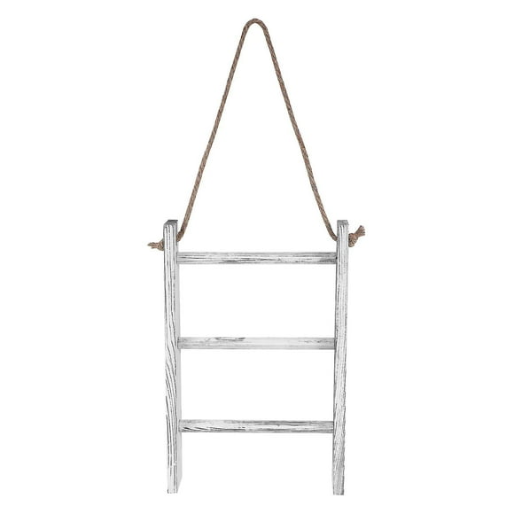 Wall-hanging Towel Ladder Rustic Whitewashed Wood Countertop Ladder Farmhouse Decor Towels Rack Wit