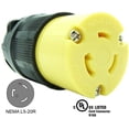 thumbnail image 2 of Journeyman-Pro 2313 20 Amp, 125 Volt, NEMA L5-20R, 2P, 3W, Locking Female Plug Connector, Black Industrial Grade, Grounding 2500 Watts Generator Rating (L5-20R Female Plug), 2 of 6