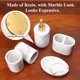 thumbnail image 2 of Juego de accesorios de baño Haturi Marble Look, 5 piezas, tinta blanca, 2 of 7