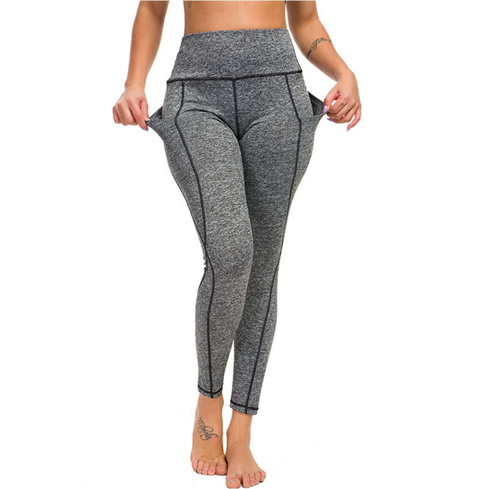 MAWCLOS MAWCLOS Women Plus Size Yoga Pants Jogging Leggings Capris with Pocket Running