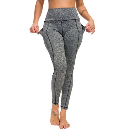 MAWCLOS Women Plus Size Yoga Pants Jogging Leggings Capris with Pocket Running Exercise Gym Tight Lady Casual Stretch Activewear Sportswear