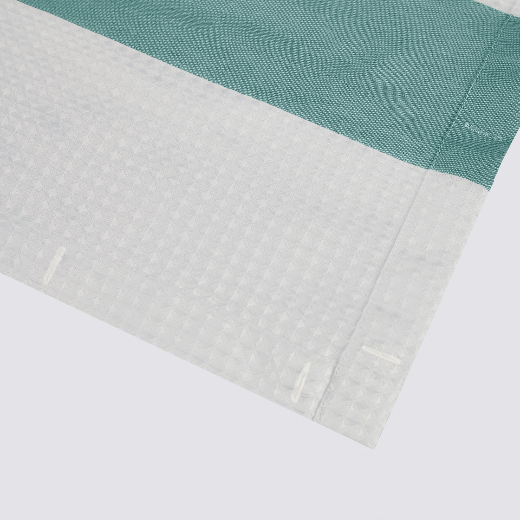 Better Homes & Gardens Waffle Weave Stripe 90 Degree Turn Shower Curtain 72x72, Aqua Blue