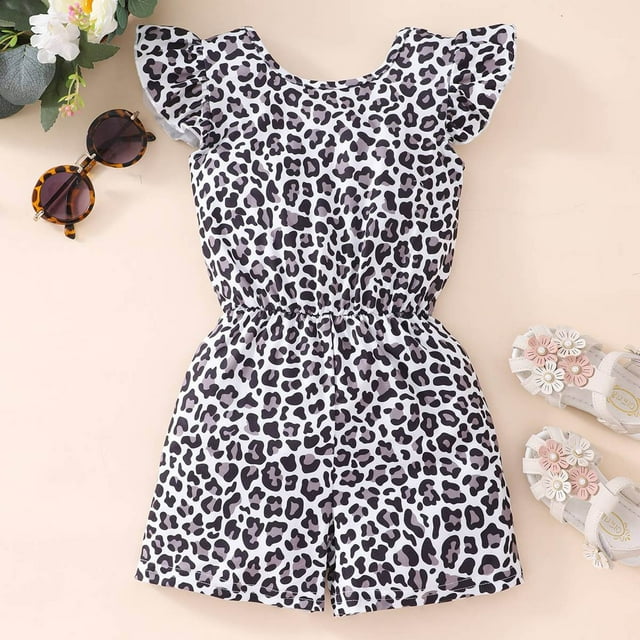 Mefallenssiah Bambin Garçons Filles Été Mode Fleurs Mignonnes Impression Vol Manches Romper Combinaison