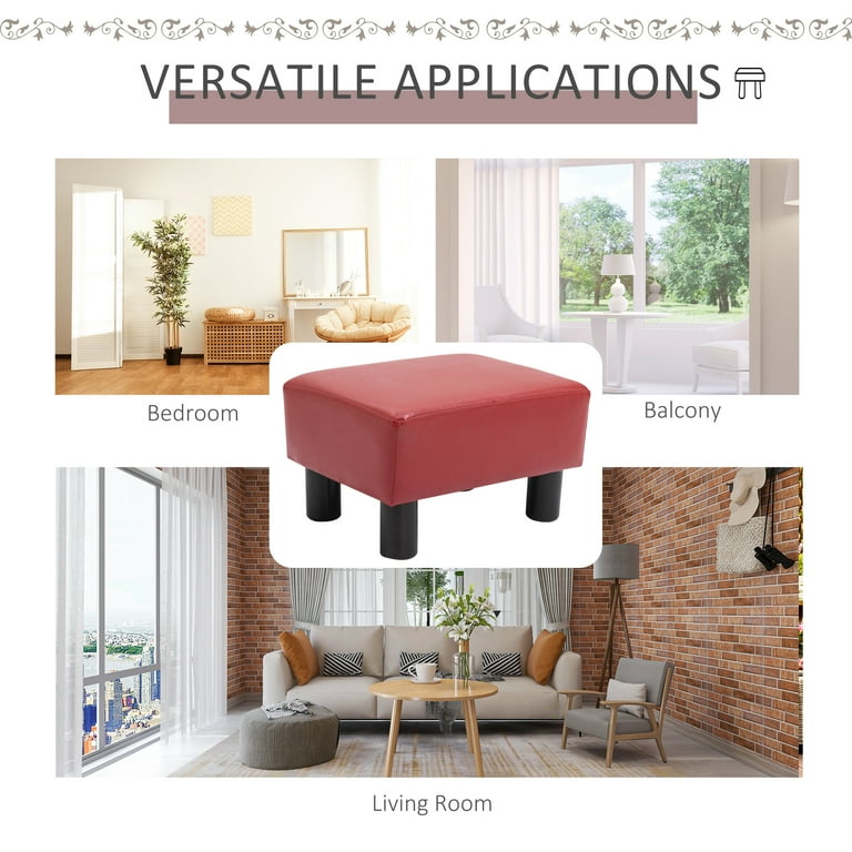 Homiyad Ottoman Foot Rest, Small Foot Stool with Faux Leather