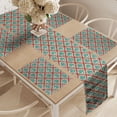 thumbnail image 2 of Ambesonne Abstract Table Runner & Placemats, Retro Geometric Pattern, Placemat 4 pcs + Runner 12"x90", Seafoam Vermilion, 2 of 2