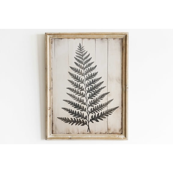 Fern Print, Fern Frond Wall Art, Black & White Botanical, Rustic Home Decor, Wood Inspired Art, Plant Art, Vintage Wall Decor Wall Art, Modern Wall Decor, 8x12 UNFRAMED