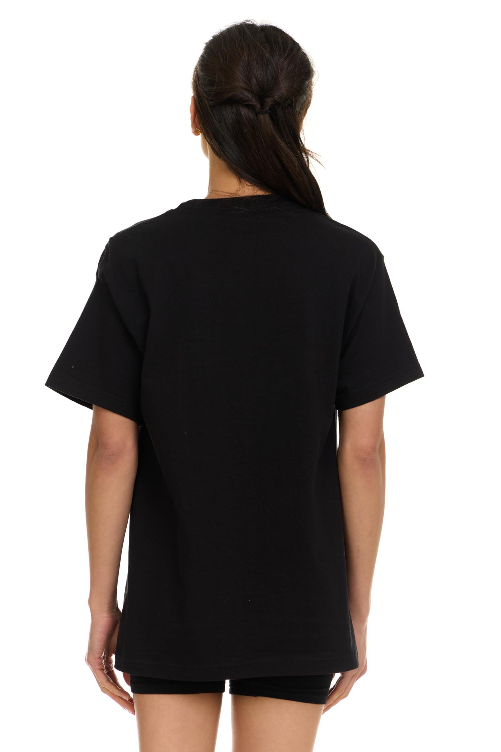BILLIONHATS 6 Pack Womens Oversized Cotton T-Shirts, Crew Neck Short Sleeve Baggy Loose Tops Oversize Tees Color Black, Size Small