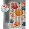 thumbnail image 4 of Orange Blue Pink Coastal Waterproof Fabric Shower Curtain, Summer Nautical Shell Beach Shower Curtain for Bathroom Curtains Bathtubs Hotel Washable Shower Curtains with 12 Hooks Standard 66x72, 4 of 6