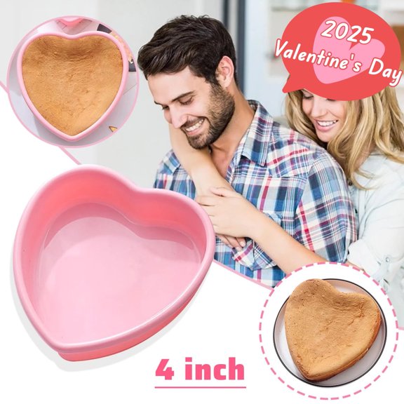 Oneshrt 4/7/9/10 Inch Chocolate Cake Mold Non-stick Flexible Silicone Multifunctional Heart Shape Bread Baking Tray Mould for Kitchen Heat-resistant, Pink