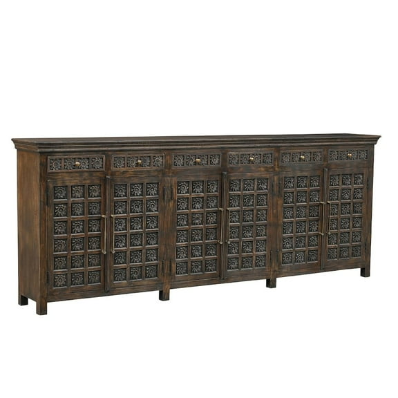 Taran Designs Isabella 6-drawer 6-door Carved Solid Wood Sideboard in Brown