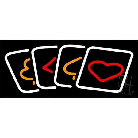 Poker Cards Icon 1 Clear Backing Neon Sign 10 x 1 x 24 in.