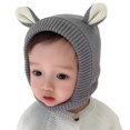 thumbnail image 1 of CSChome Baby Hat Baby Winter Hat - Cartoon Ear Decor Knitted Color Matching Soft Photo Prop, 1 of 7