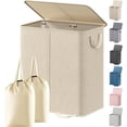 thumbnail image 1 of Lifewit Double Laundry Hamper with Lid and Removable Laundry Bags, Large Collapsible 2 Dividers Dirty Clothes Basket with Handles for Bedroom, Laundry Room, Closet, Bathroom, College, 136L Black, 1 of 5