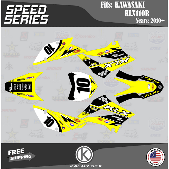 Kalair GFX Graphics Kit for Kawasaki KLX110 (2010-2023) Speed Series