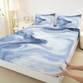thumbnail image 3 of Homewish Abstract Art Fluid Twin Sheet Sets,Marble Texture Twin Fitted Sheet,Blue White Flat Sheet For Girls Boys,Breathable Home Decor,3pcs, 3 of 7