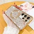 thumbnail image 2 of for Samsung Galaxy S21 Ultra Case,Compatible with MagSafe Cheetah Print Plating Camera Protection Clear Phone Case,  Glitter Leopard for Women Girls Case 6.8"-Gold, 2 of 7