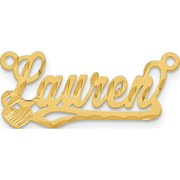 14k Yellow Gold Satin Diamond-cut Heart Name Plate Chain sold separately Polished Precious Alluring Inspired by artistry and crafted with passion