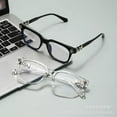thumbnail image 3 of Classic Cross Non-prescription Clear Lens Eyeglasses for Man Women Thick Square Frame Eyewear, 3 of 5
