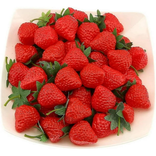 Yellow 30 Uds. De regalo, fresa roja Artificial, fresas de plástico falsas, frutas