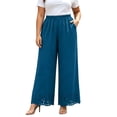 thumbnail image 3 of Pants for Women Plus Size Wide Leg Loose Fit Lightweight Elastic Waisted Pants with Pockets XL-5XL, 3 of 6
