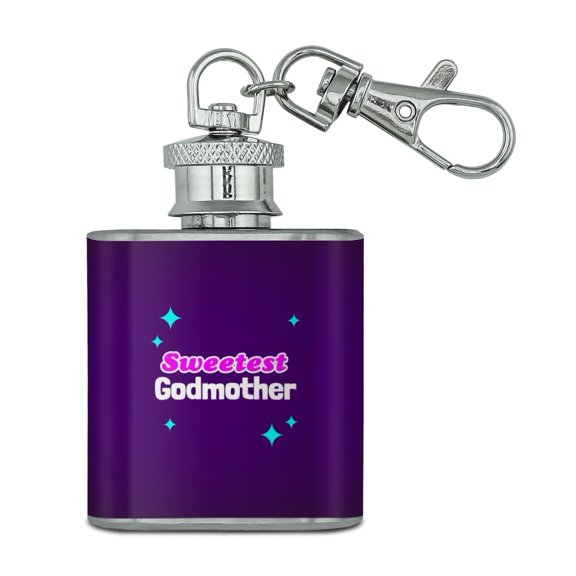 Sweetest Godmother Stainless Steel 1oz Mini Flask Key Chain