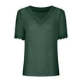 thumbnail image 2 of Scyoekwg Womens Summer Tops Casual Dressy Short Sleeve Loose Blouses Comfy Soft Tunic Tops V Neck Trendy Classic Solid Color Casual Blouses (#B=Green,XXXL), 2 of 8