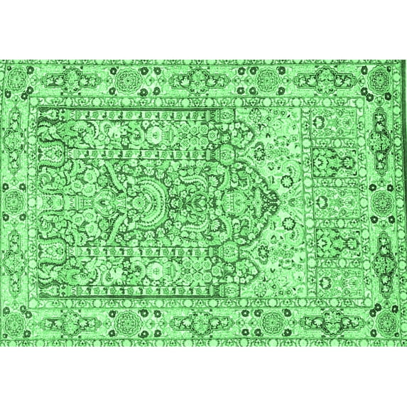 Ahgly Company Indoor Rectangle Persian Emerald Green Traditional Area Rugs, 5' x 7'