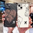 thumbnail image 2 of Funda de viaje con mapa del mundo de aviones para iPhone, 15 Pro Max, 14, 13, 12, 11, XS, XR, X, 7, 8 Plus, SE 2022, funda suave a prueba de golpes, 2 of 5