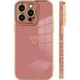 thumbnail image 4 of Compatible with iPhone 14 Pro Case Love Heart Plating Electroplate Luxury Elegant Case Camera Protector Soft TPU Shockproof Protective Corner Back Cover iPhone 14 Pro Case -Pink, 4 of 6