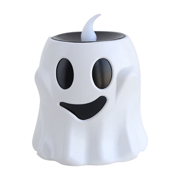 Halloween Pumpkin LED Candle Decor Set, Cute Pet Animal Figurine Electronic Tealight Ornament with Flickering Flame Effect for Tabletop Mantel Shelf Party Prop Fall Home Accent