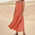thumbnail image 4 of Sleeveless Maxi Dress for Women 2023 Summer Cotton Linen Boho Tank Dress Loose Flowy Beach Long Dresses with Pockets, 4 of 4