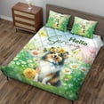 thumbnail image 3 of Shetland Sheepdog Hello Spring Time Flower Floral Nature Quilt Bedding Set Sheltie Dog Lover Gifts 1 Blanket Bed Cover 2 Pillowcases - 02031, 3 of 5