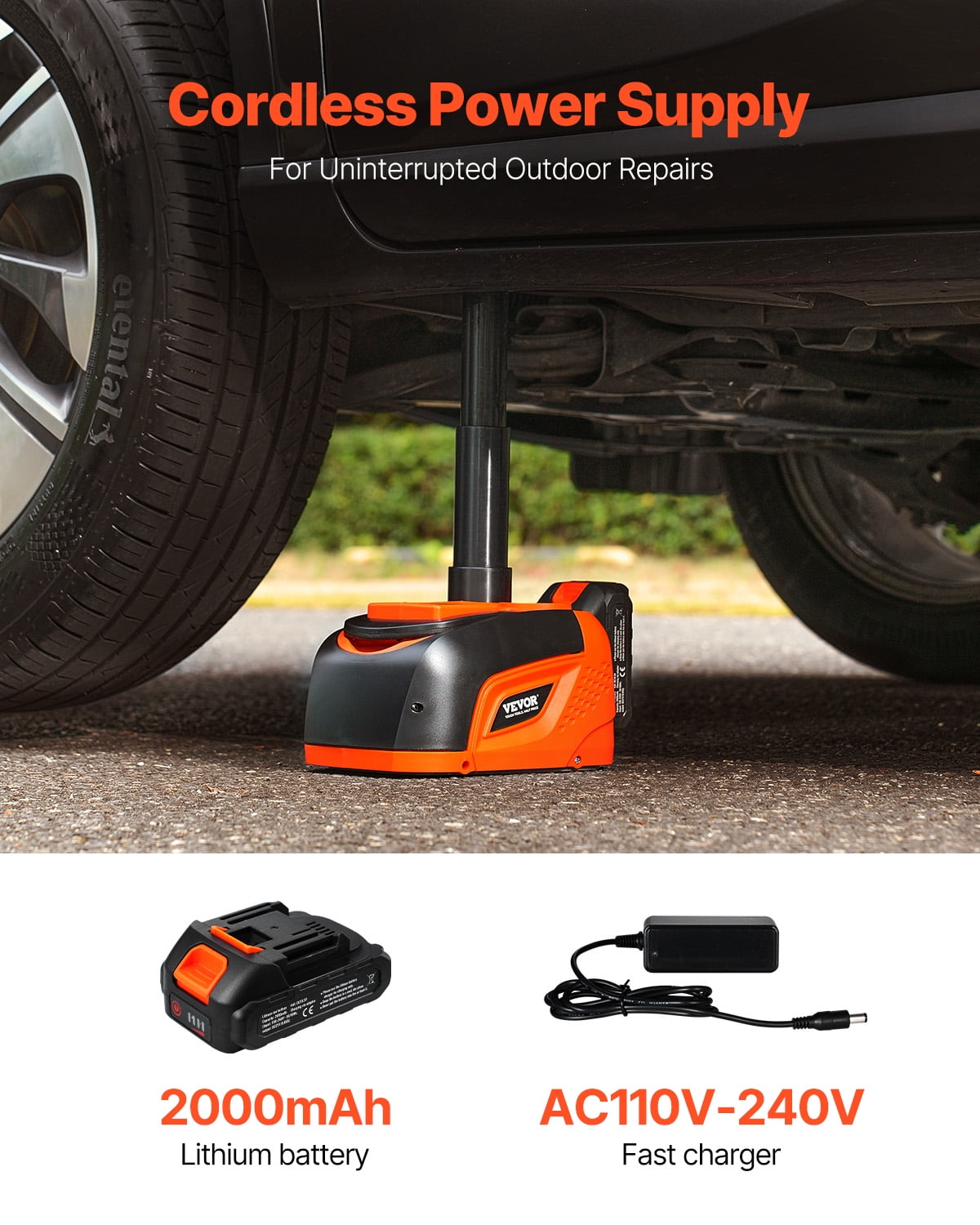 VEVOR Electric Car Jack, 5 Tons /11000 lbs, Adjustable Electric Scissor Jack with High Load Capacity, Tire Change Replacement with LED Light & Remote Control, Portable Jack kit for Sedan, SUV, Truck
