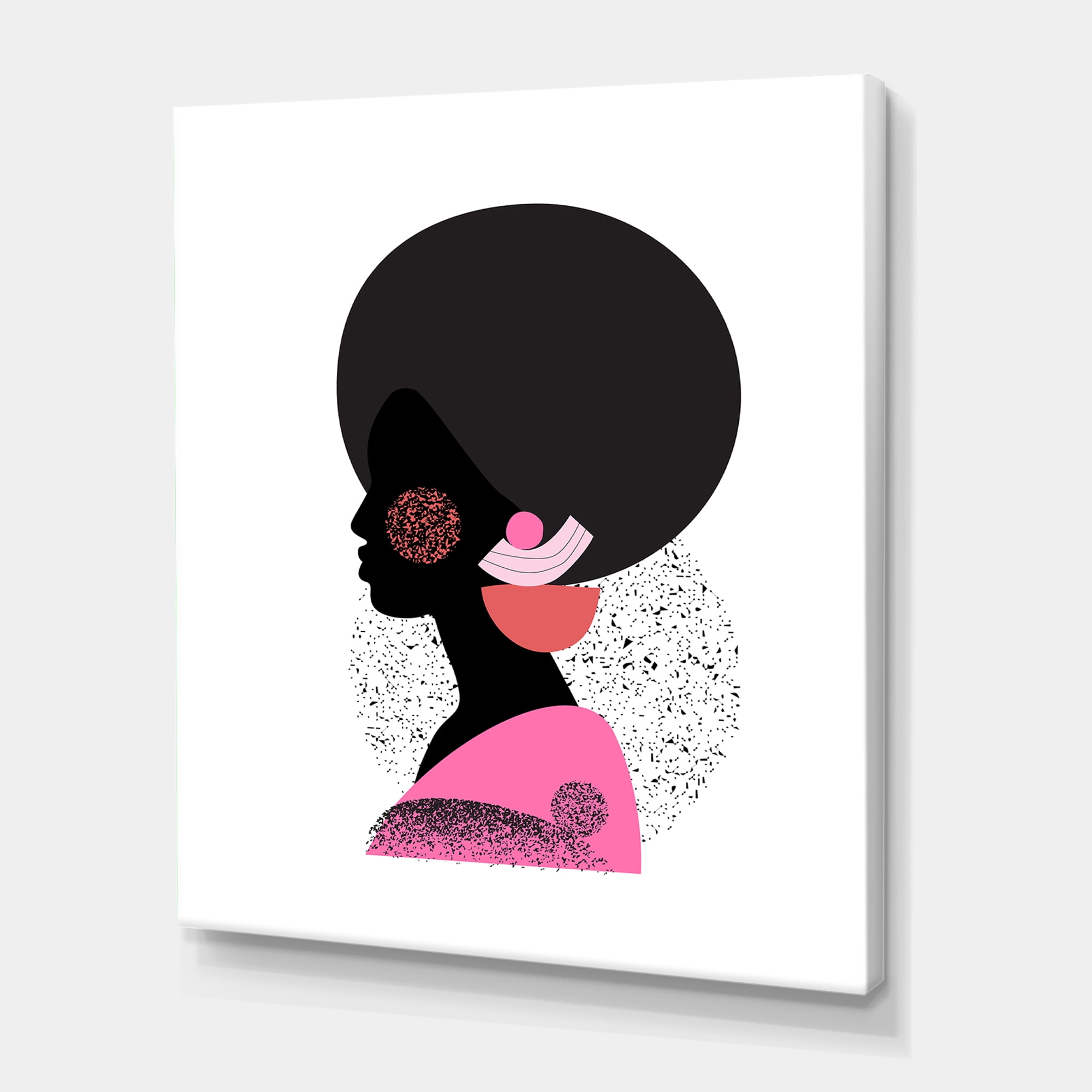 Ethnic Geometric Silhouette of African American I 30 in x 40 in Painting Canvas Art Print, by Designart