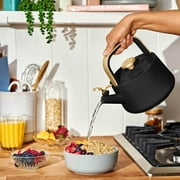 Beautiful 1.8L Ceramic Non-Stick Stovetop Tea Kettle, Black Sesame by Drew Barrymore