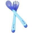thumbnail image 1 of WWW Vente Liquidation 2025 Vaisselle Ensemble de Cuillères et Fourchettes pour Bébé 2 Pcs Embout en Silicone Doux Ustensiles Sensibles à la Chaleur Première Étape pour Auto-Alimentation Kit de Cuillères Chauffantes Multicolores pour Bébé, 1 of 9