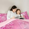 thumbnail image 5 of Manfei Kawaii Ribbon Bow 3 Pieces Queen Comforter Set for Girls Female,Bling Pink Glitter Ultra Soft Bedding Sets,Dreamy Princess Bedding Comforter Set Breathable,Super Cozy Room Decor,Reversible, 5 of 8