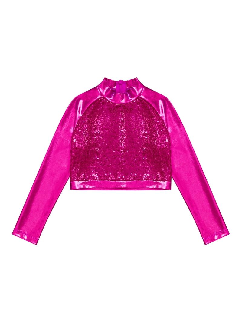 TSSOE Kids Girls Sequins Jazz Ballet Modern Dance Crop Top