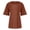Brown, variant on Patlollav Womens Summer Casual Solid Color Round Neck Short Sleeve Tops Buttons Blouses