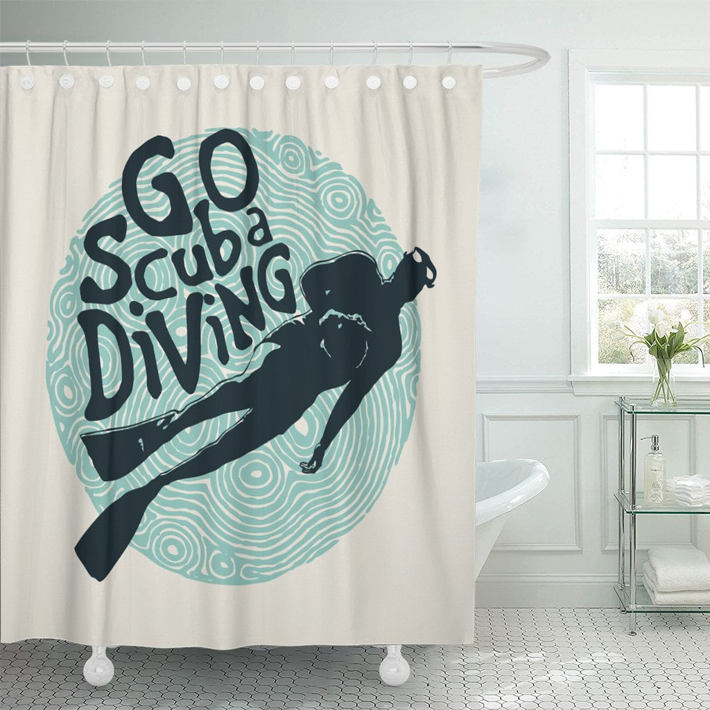 Scuba Diving Diver, Diver Shower Curtain